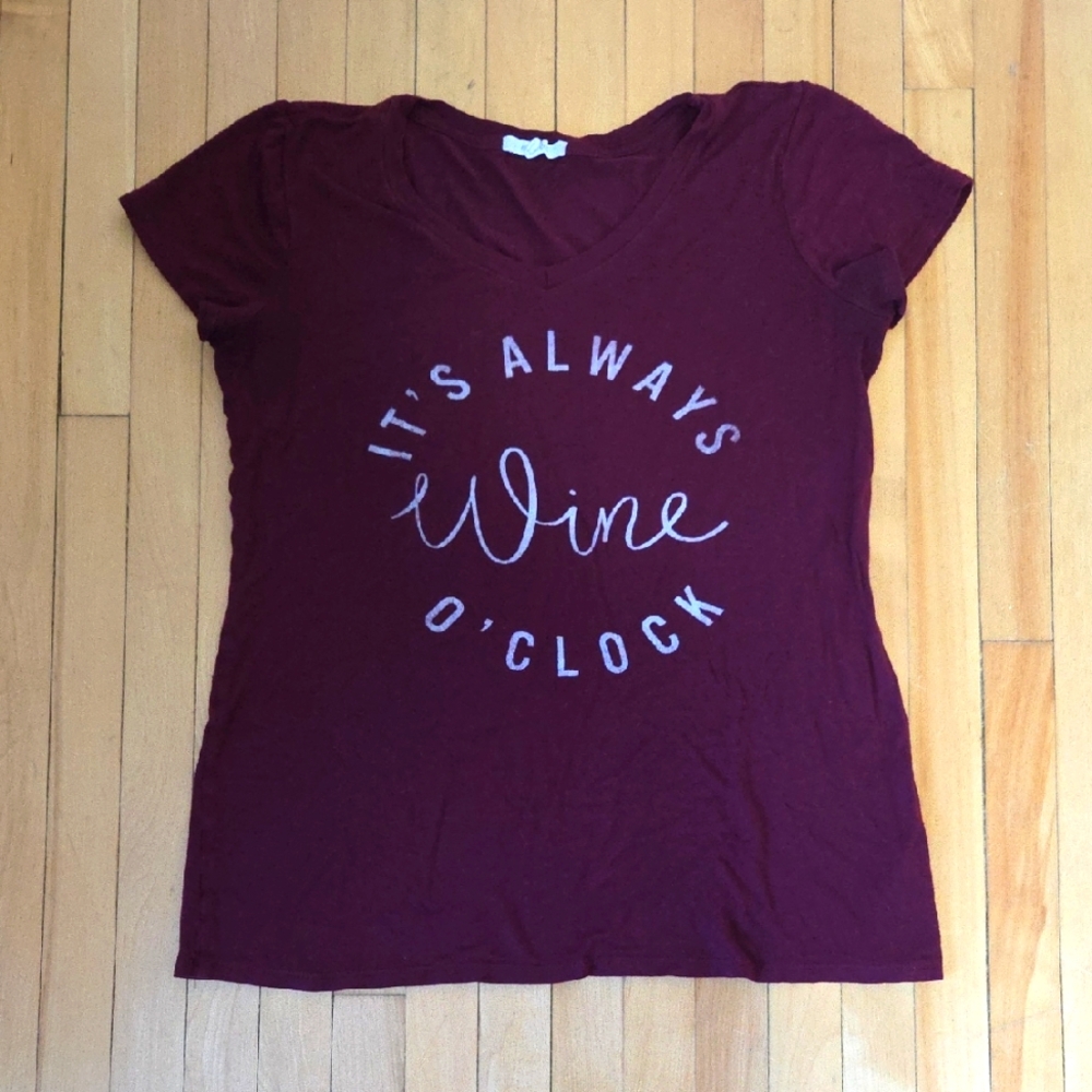 $1 Wine O'Clock Burgundy T-Shirt
